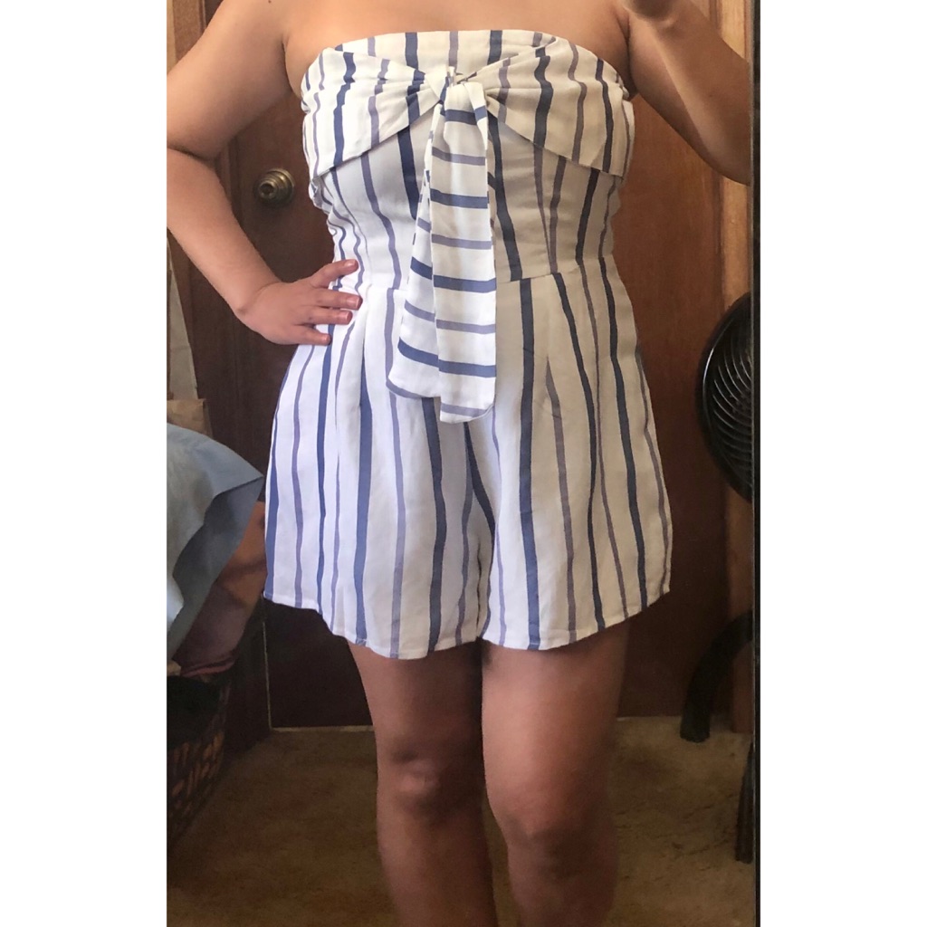 Style Rack Stripe Romper, Size Large, Bnwt